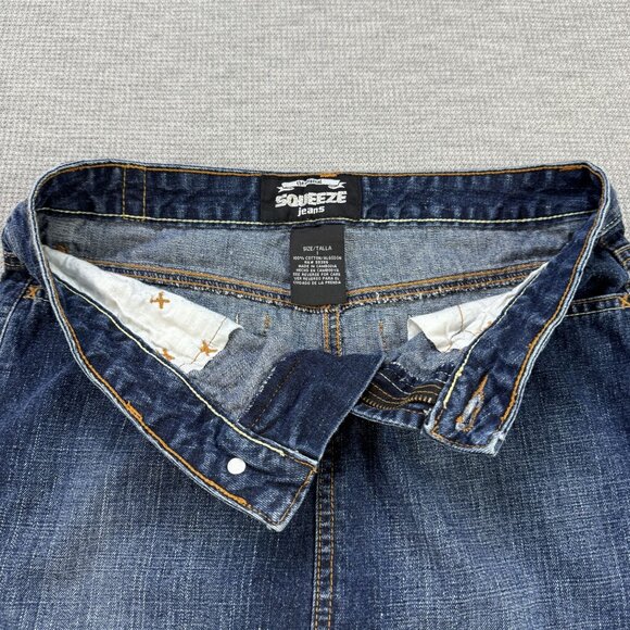 Squeeze Womens Denim Jean Pencil Skirt Above-Knee Blue Dual Color Stitching Sz 1 - Picture 5 of 11